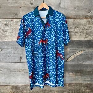 Greyson Mens Golf Performance Jungle Wolf Polo Golf Shirt M Blue Mongoose Tiger